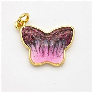Copper Butterfly Pendant Painted 18K Gold Plated, approx 13-17mm [FD16614]