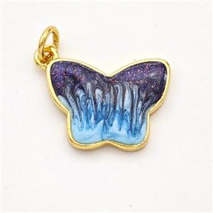 Copper Butterfly Pendant Painted 18K Gold Plated, approx 13-17mm [FD16616]