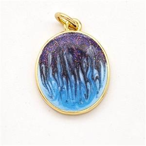 Copper Oval Pendant Painted 18K Gold Plated, approx 14-16mm [FD16623]