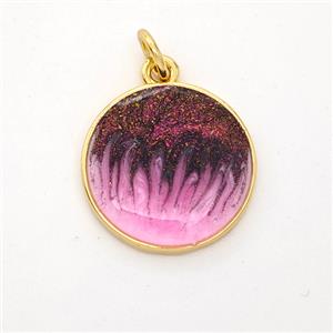 Copper Circle Pendant Painted 18K Gold Plated, approx 15.5mm [FD16635]