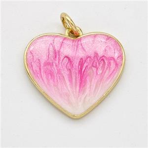 Copper Heart Pendant Pink Painted 18K Gold Plated, approx 18mm [FD16641]