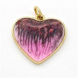 Copper Heart Pendant Painted 18K Gold Plated, approx 18mm [FD16642]