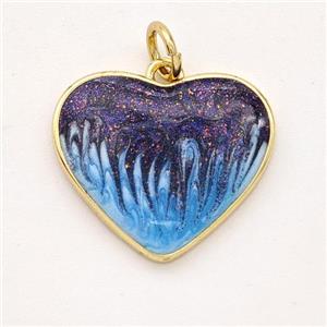 Copper Heart Pendant Painted 18K Gold Plated, approx 18mm [FD16644]