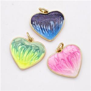 Copper Heart Pendant Painted 18K Gold Plated Mixed, approx 18mm [FD16646]