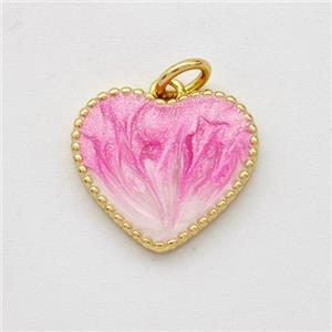 Copper Heart Pendant Pink Painted 18K Gold Plated, approx 15mm [FD16648]