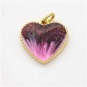 Copper Heart Pendant Painted 18K Gold Plated, approx 15mm [FD16649]