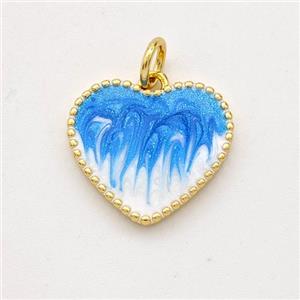 Copper Heart Pendant Blue Painted 18K Gold Plated, approx 15mm [FD16650]