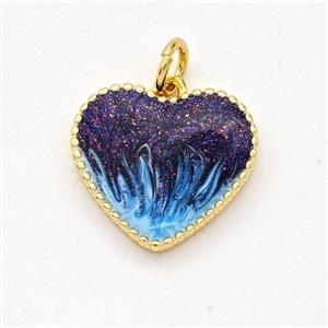 Copper Heart Pendant Painted 18K Gold Plated, approx 15mm [FD16651]