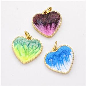 Copper Heart Pendant Painted 18K Gold Plated Mixed, approx 15mm [FD16653]