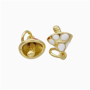 Copper Mushroom Pendant White Enamel Gold Plated, approx 8-10mm [FD16660]