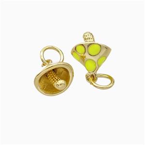 Copper Mushroom Pendant Yellow Enamel Gold Plated, approx 8-10mm [FD16665]