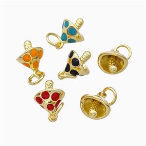 Copper Mushroom Pendant Enamel Gold Plated Mixed, approx 8-10mm [FD16670]