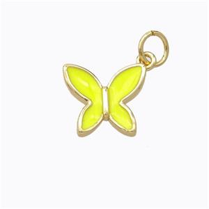 Copper Butterfly Pendant Yellow Enamel Gold Plated, approx 10-11mm [FD16696]