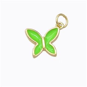 Copper Butterfly Pendant Green Enamel Gold Plated, approx 10-11mm [FD16697]