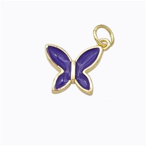 Copper Butterfly Pendant Purple Enamel Gold Plated, approx 10-11mm [FD16699]