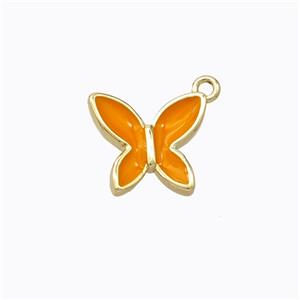 Copper Butterfly Pendant Orange Enamel Gold Plated, approx 10-11mm [FD16700]
