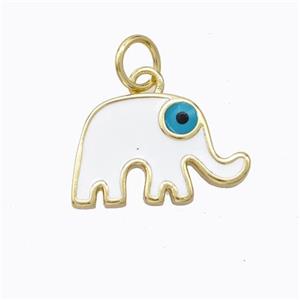 Copper Elephant Pendant White Enamel Gold Plated, approx 10-16mm [FD16715]
