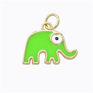 Copper Elephant Pendant Green Enamel Gold Plated, approx 10-16mm [FD16719]