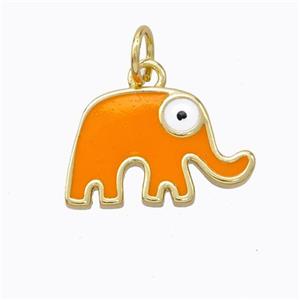Copper Elephant Pendant Orange Enamel Gold Plated, approx 10-16mm [FD16722]