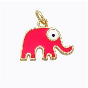 Copper Elephant Pendant Red Enamel Gold Plated, approx 10-16mm [FD16723]