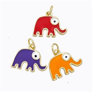 Copper Elephant Pendant Enamel Gold Plated Mixed, approx 10-16mm [FD16725]