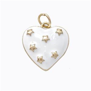 Copper Heart Pendant White Enamel Star Gold Plated, approx 15mm [FD16748]