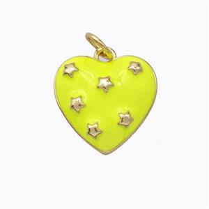 Copper Heart Pendant Yellow Enamel Star Gold Plated, approx 15mm [FD16751]