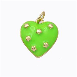 Copper Heart Pendant Green Enamel Star Gold Plated, approx 15mm [FD16752]