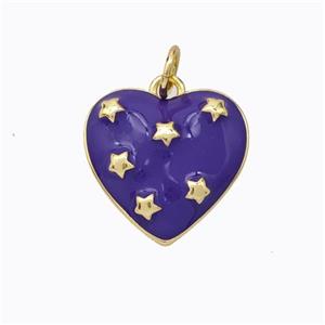 Copper Heart Pendant Purple Enamel Star Gold Plated, approx 15mm [FD16754]