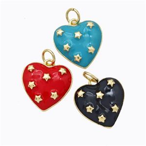 Copper Heart Pendant Enamel Star Gold Plated Mixed, approx 15mm [FD16758]