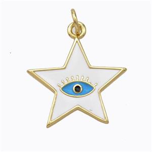 Copper Star Pendant White Enamel Eye Gold Plated, approx 19mm [FD16792]
