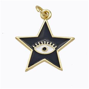 Copper Star Pendant Black Enamel Eye Gold Plated, approx 19mm [FD16793]