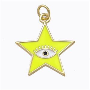 Copper Star Pendant Yellow Enamel Eye Gold Plated, approx 19mm [FD16795]