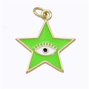 Copper Star Pendant Green Enamel Eye Gold Plated, approx 19mm [FD16796]