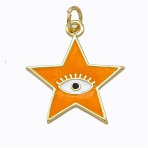 Copper Star Pendant Orange Enamel Eye Gold Plated, approx 19mm [FD16799]