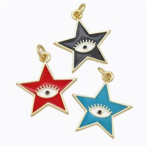 Copper Star Pendant Enamel Eye Gold Plated Mixed, approx 19mm [FD16802]