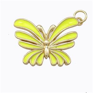 Copper Butterfly Pendant Yellow Enamel Gold Plated, approx 16-21mm [FD16828]