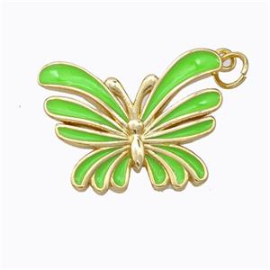 Copper Butterfly Pendant Green Enamel Gold Plated, approx 16-21mm [FD16829]