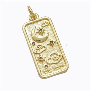 Copper Moon Pendant Pave Zirconia Rectangle Gold Plated, approx 10.5-20mm [FD16869]
