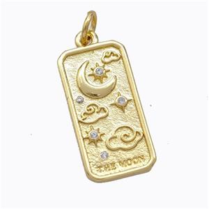 Copper Moon Pendant Pave Zirconia Rectangle Gold Plated, approx 10.5-20mm [FD16870]