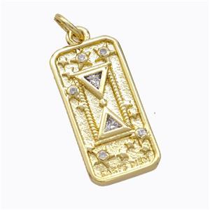 Copper Star Pendant Pave Zirconia Rectangle Gold Plated, approx 10.5-20mm [FD16873]