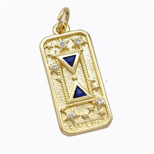 Copper Star Pendant Pave Zirconia Rectangle Gold Plated, approx 10.5-20mm [FD16874]