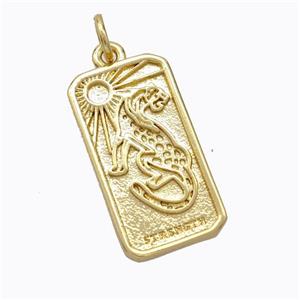 Copper Sun Pendant Pave Zirconia Rectangle Gold Plated, approx 10.5-20mm [FD16877]