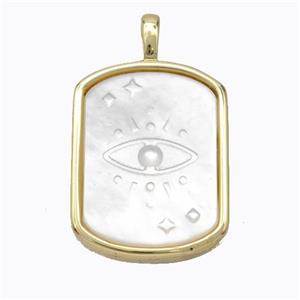 Copper Rectangle Pendant Pave Shell Eye Gold Plated, approx 15-20mm [FD16884]