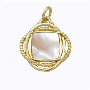 Copper Circle Pendant Pave Shell Gold Plated, approx 16mm [FD16890]