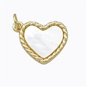 Copper Heart Pendant Pave Shell Gold Plated, approx 16mm [FD16891]