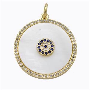 Copper Circle Pendant Pave Shell Zirconia Gold Plated, approx 22mm [FD16898]
