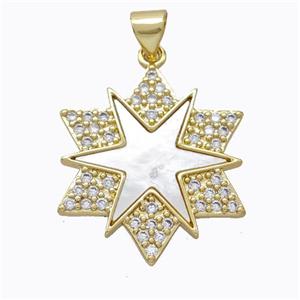 Copper Star Pendant Pave Shell Zirconia Gold Plated, approx 23mm [FD16899]