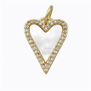 Copper Heart Pendant Pave Shell Zirconia Gold Plated, approx 14-18mm [FD16902]