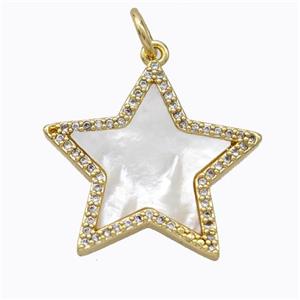 Copper Star Pendant Pave Shell Zirconia Gold Plated, approx 25mm [FD16903]